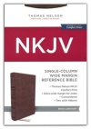 NKJV Single Column Wide Margin Reference Bible Leathersoft Brown